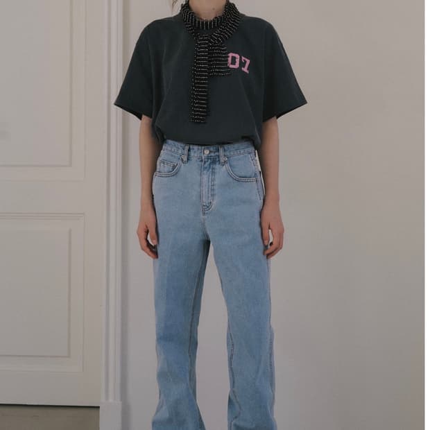 오버듀플레어 데님팬츠 크리스라인 스트레이트  라이트블루M