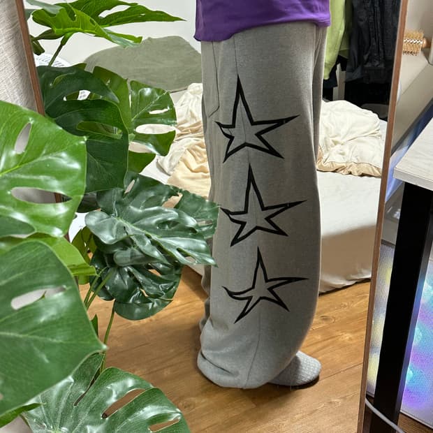 퍽보이(비영와이) b0y 퍽스타 별 스웻팬츠 그레이