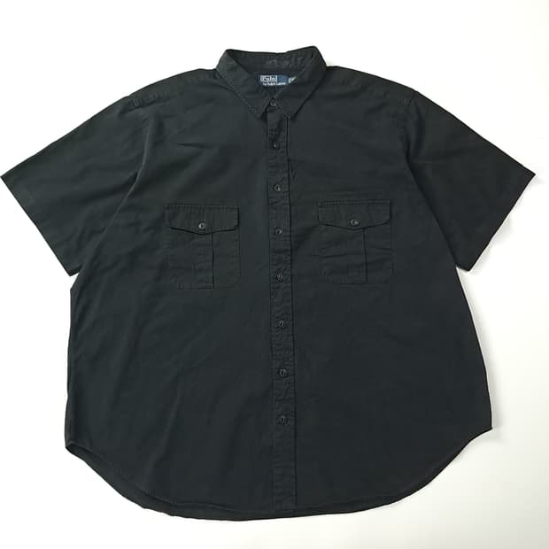 CK454 2XB 폴로 90s 블랙 반팔 워크 셔츠 남방
