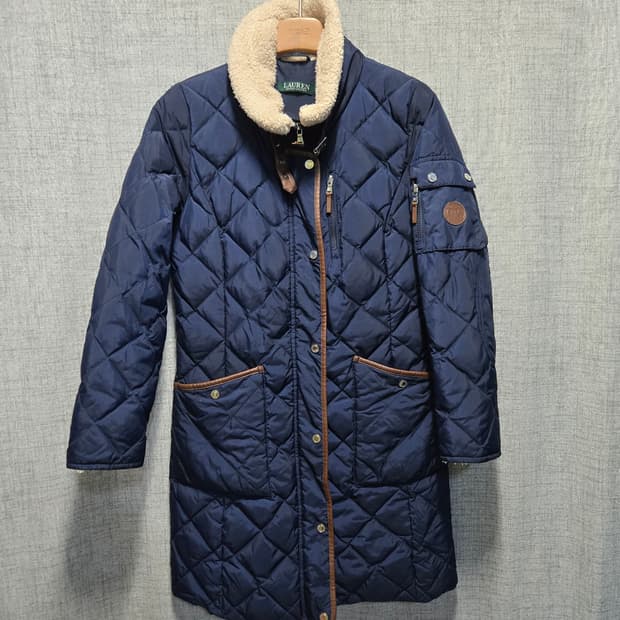 랄프로렌 레더 퀄티드 셰르파 다운 코트 