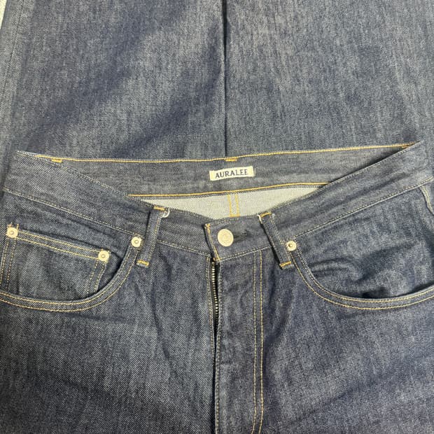 오라리 하드 트위스트 와이드 데님팬츠 인디고 30