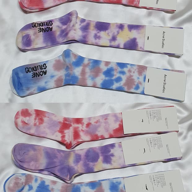 아크네 레드 퍼플 블루 물나염 타이다이 롱 삭스 무릎양말 긴양말