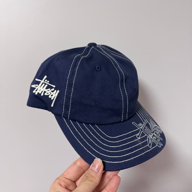 스투시 로우 스티치 볼캡 네이비