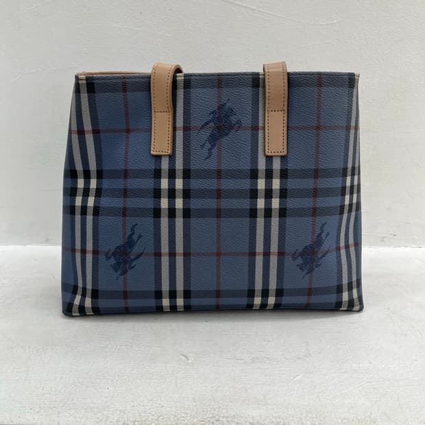 버버리 블루 체크 토트백