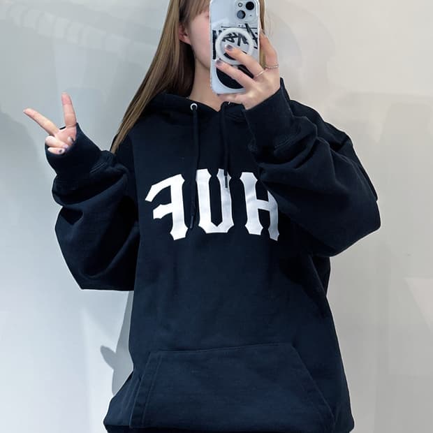 허프 빅로고 블랙 후드