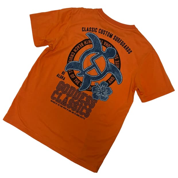 고데스 클래식 터틀 그래픽 오렌지 반팔 티셔츠