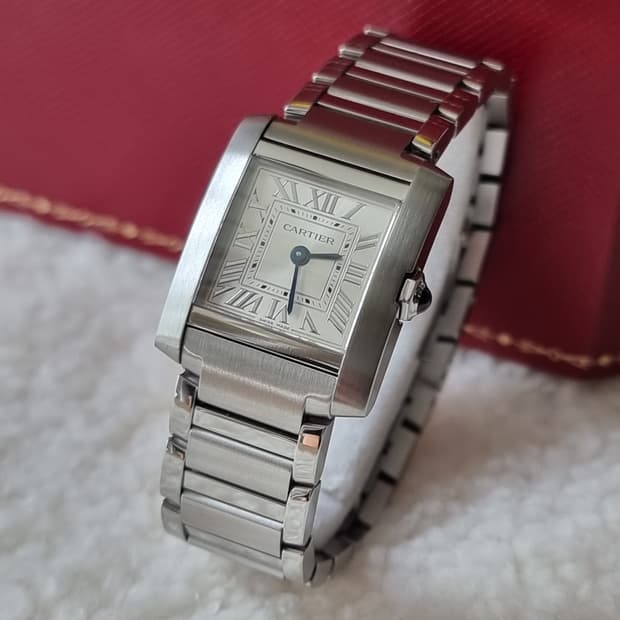 [까르띠에 풀세트] 탱크 프랑세즈 신형 스틸 S 스몰 여성시계 23년