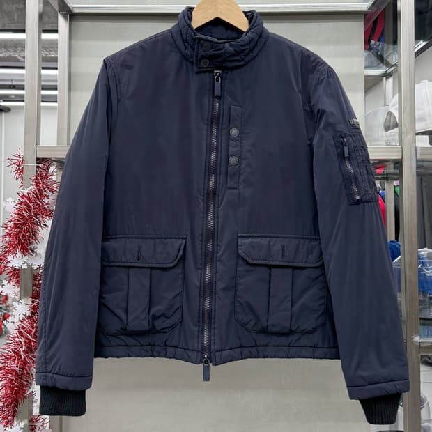 아르마니 진스 00s 폴리쉘 봄버 자켓 네이비