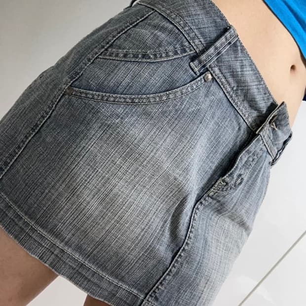 데님 미니 스커트 