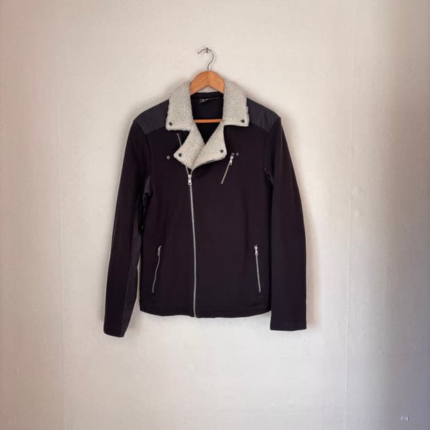 AX 알마니 익스체인지 슬림 95 M 블랙 투톤 라이더 자켓 바이커 