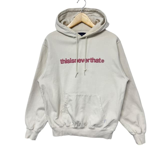 디스이즈네버댓 자수로고 후드티 아이보리핑크