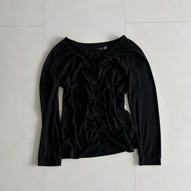 shirring v-neck cardigan