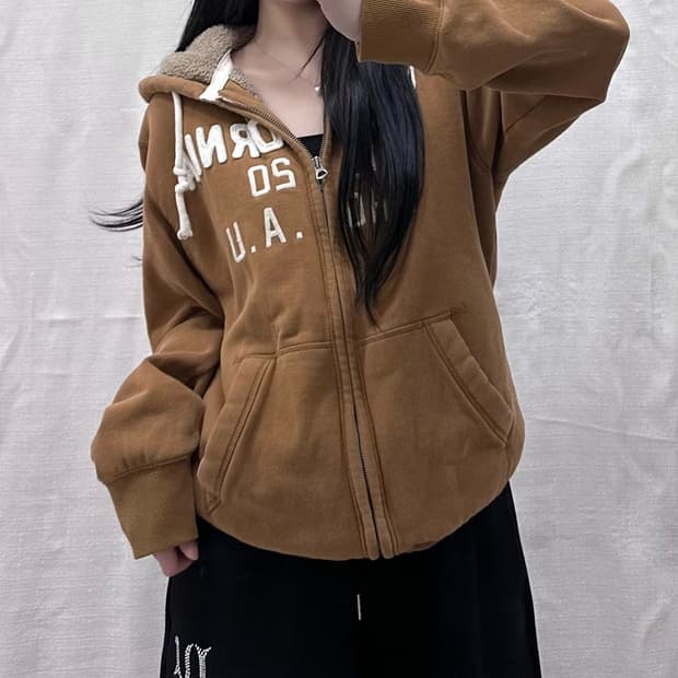 후아유 보아털 후드집업