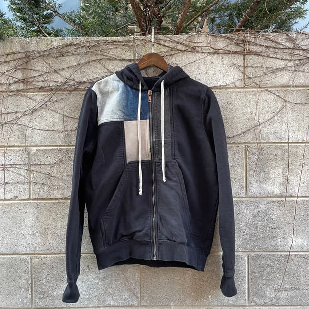 [100] Rick Owens 제이슨 레더패널 후드집업