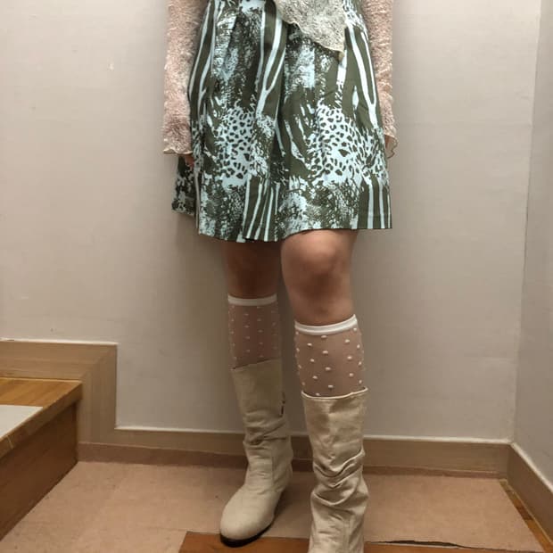 빈티지 라이트 블루 미니 스커트