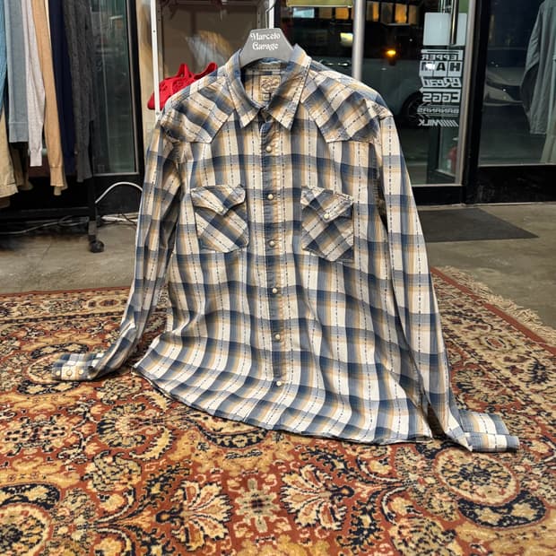 빈티지 웨스턴 체크 플란넬 셔츠 XL (600)