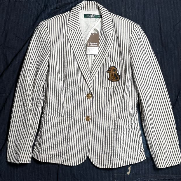 로렌 랄프로렌 시어서커 펠트 패치 자켓 10P