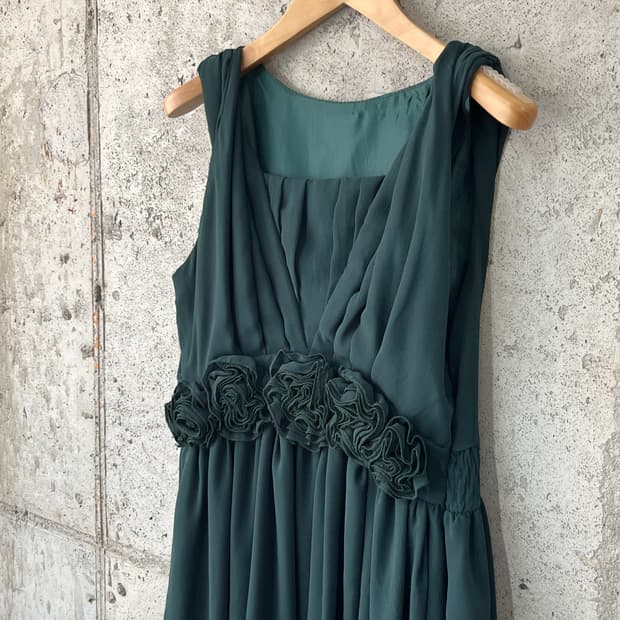 Ichioku 로즈 쉬폰 드레스 그린