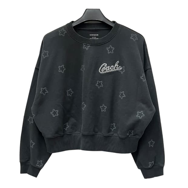 COACH 코치 스타 프린트 자수 로고 크루넥 크롭 맨투맨 S