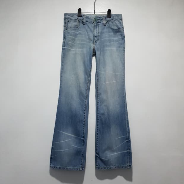 리바이스 PCL16B 연청 부츠컷 위스커 워싱 데님 팬츠 진 (34인치)