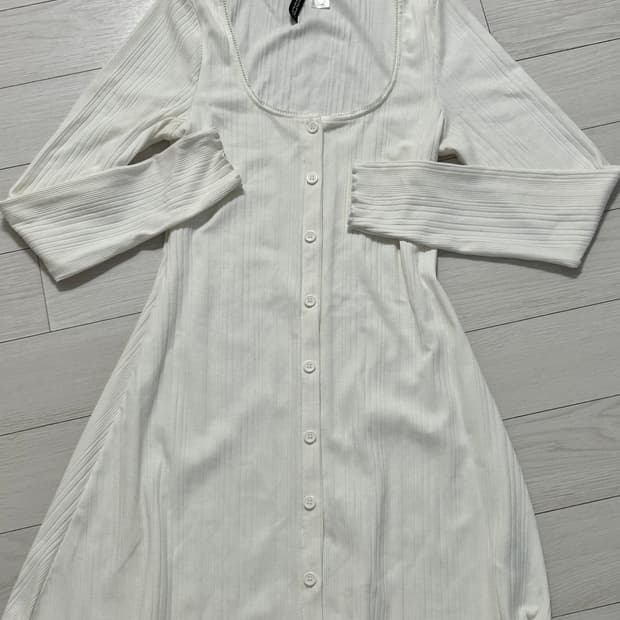 H&M 화이트 골지 여리핏 레이스 원피스