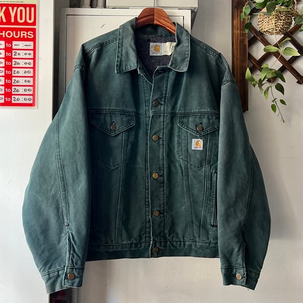 [L]90's 칼하트 USA 헌터그린 캔버스 트러커 자켓