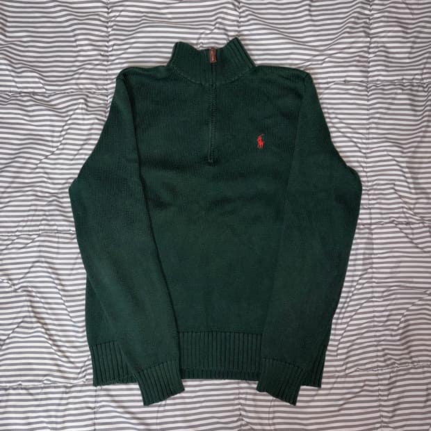폴로 랄프로렌 니트 반집업 하프집업 그린 딥그린 m