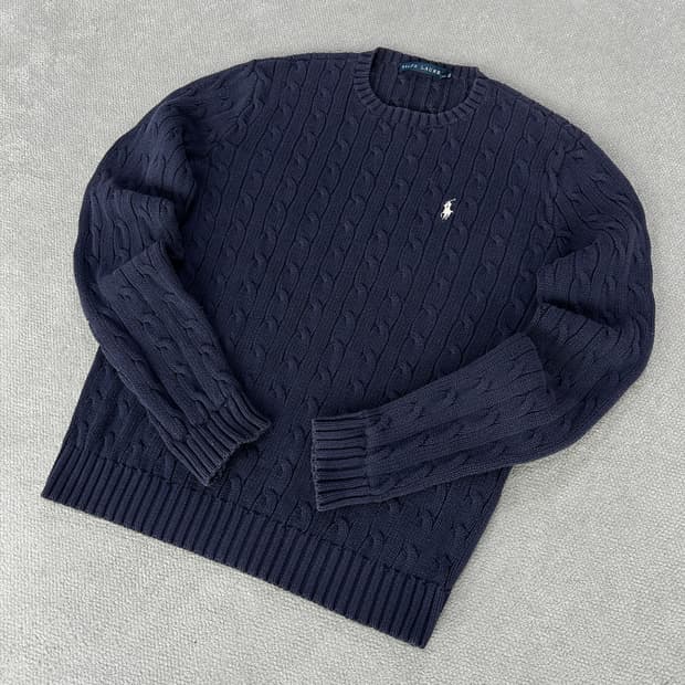 랄프로렌 네이비 꽈배기 니트