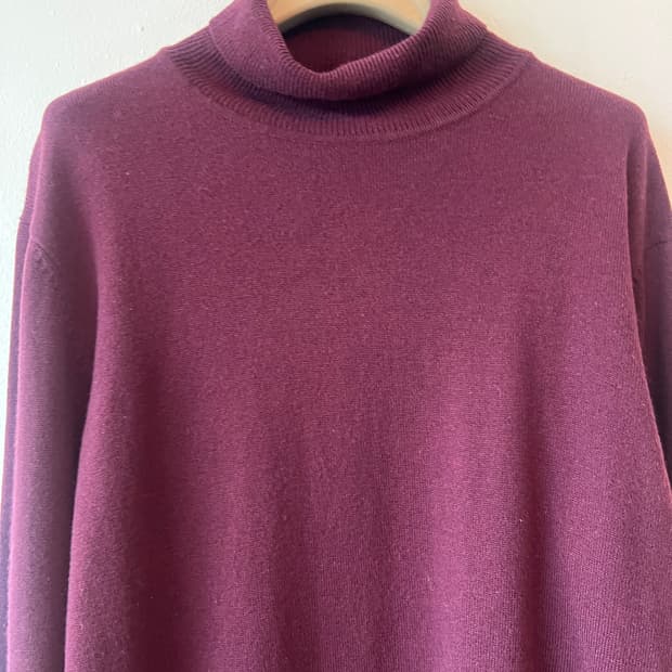 보그너 남성 버건디퍼플 캐시미어100 터틀넥니트