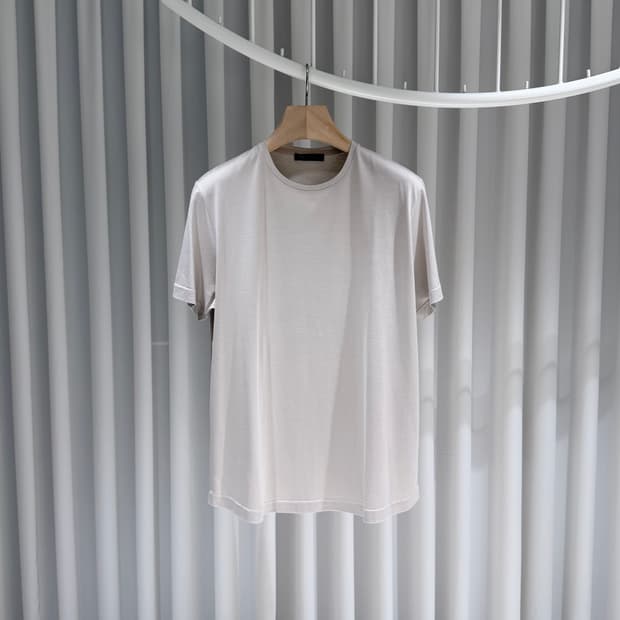 (A+/L) / 로로피아나 레보 실크 코튼실버 그레이  반팔