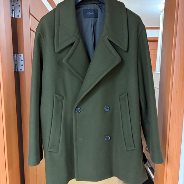 일꼬르소 카키색 울, 캐시미어 혼방 피코트 (105사이즈)