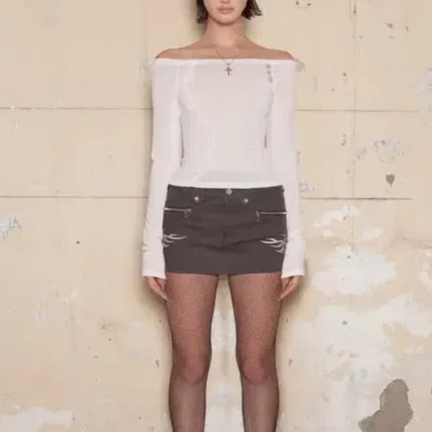 힐다 메탈릭 미니 스커트 그레이 미디움