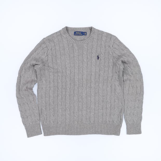 [S] 신형 폴로 랄프로렌 꽈배기 케이블 니트 스웨터 회색 3817