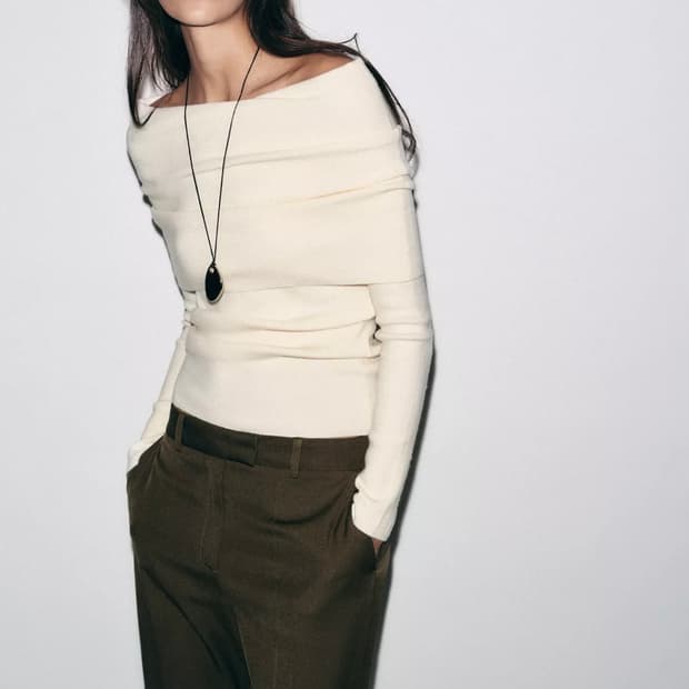 ZARA 자라 셔링 홀터 니트 탑, 자라 오프숄더 니트 탑