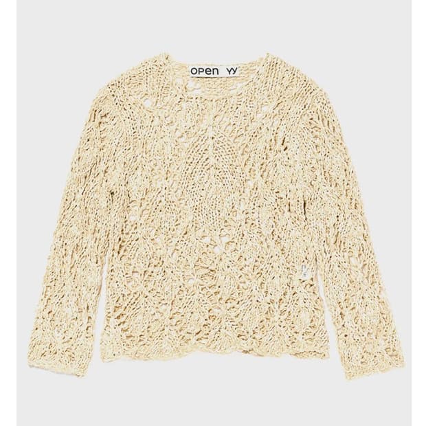 COTTON ARGYLE POINTELLE PULLOVER (BEIGE)