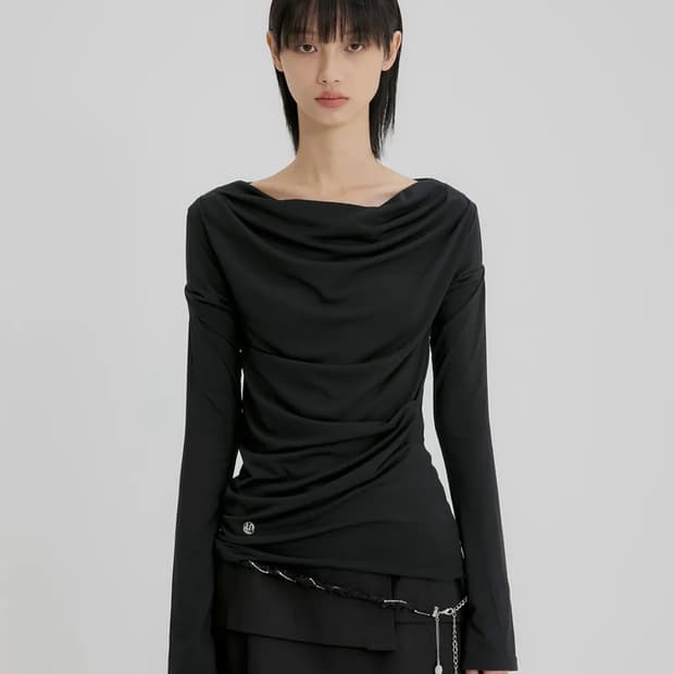 플레어업 드레이프 롱슬리브 블랙