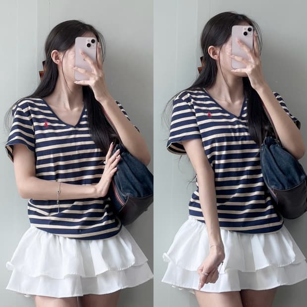 폴로 브이넥 반팔티