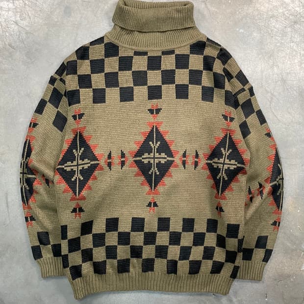 빈티지 나바호 터틀 넥 니트