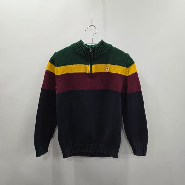 헤지스 키즈 풀오버 하프집업 코튼 니트 140/11 