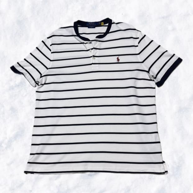 폴로 랄프로렌 스트라이프 화이트 네이비 반팔 (QR)