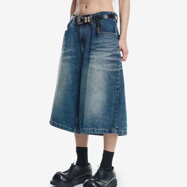이지노이지 8부 데님 버뮤다팬츠 딥 블루