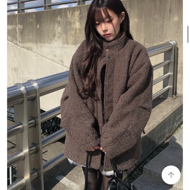 하이넥 하프 코트(애니원모어)/브라운