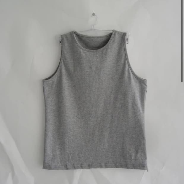 Side Zipper Cotton Top gray