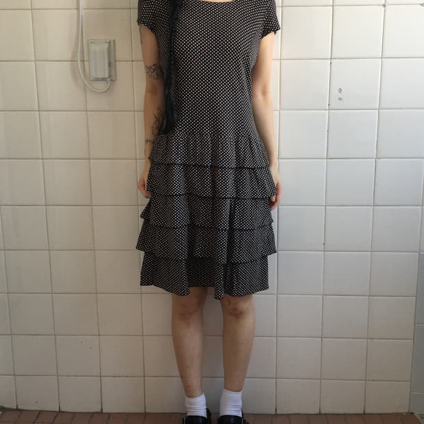 Dot pattern frill layer onepiece