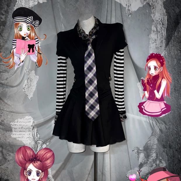 슈가슈가룬 쇼콜라깔 데일리 키치 무채색 코디세트