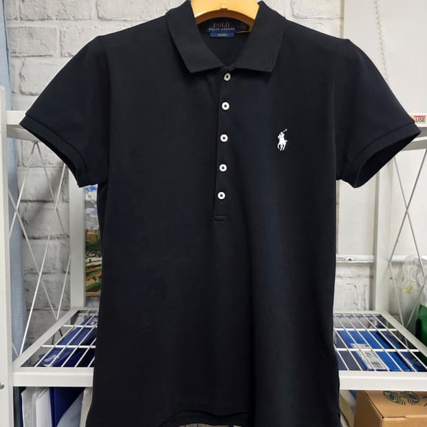 폴로랄프로렌 여성 반팔티 S~M 슬림핏 블랙 포니 카라 폴로셔츠 WM44