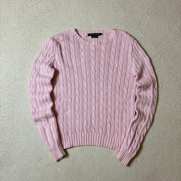 폴로 랄프로렌 00's 케이블 화이트 포니 니트 PN7383