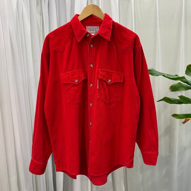 일본 빈티지 SPLIT POINT 레드 코듀로이 셔츠 1770