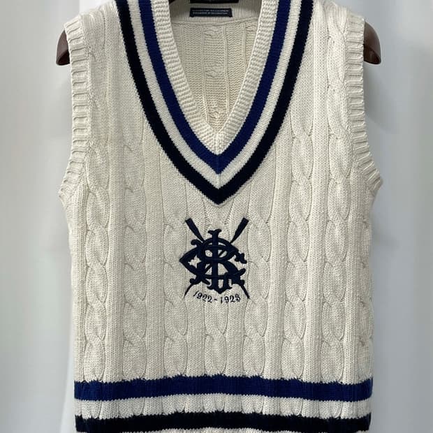 폴로 랄프로렌 캐시미어 코튼 1922-1923 로잉클럽 크리켓 니트베스트