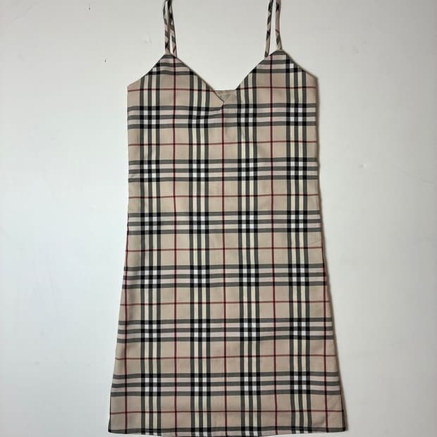 버버리 노바 체크 뷔스티에 미니 원피스 PN9699